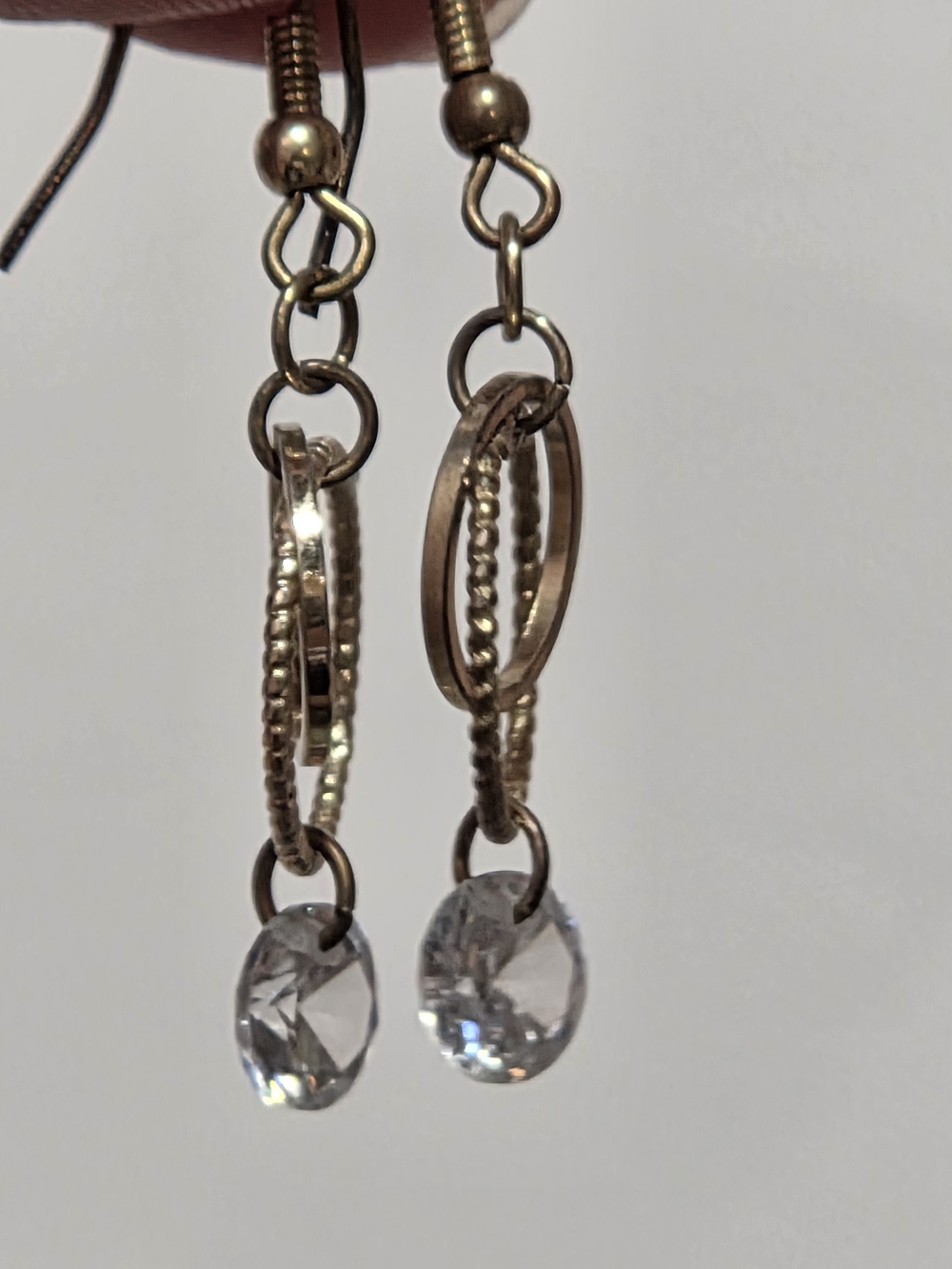 Gold-Tone Hoop Drop Earrings with Clear Crystal Dangles